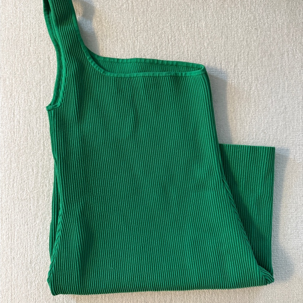 Aritiza Babaton Green Sculpt Ribbed One-Shoulder Mini Dress